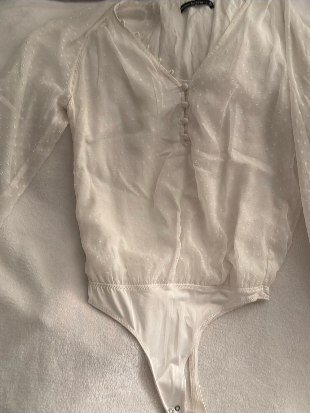 Abercrombie & Fitch White Textured Button-Front Top